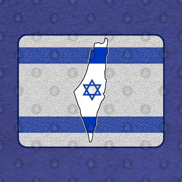 Map of Israel on Stylized Israeli Flag by designs-by-ann